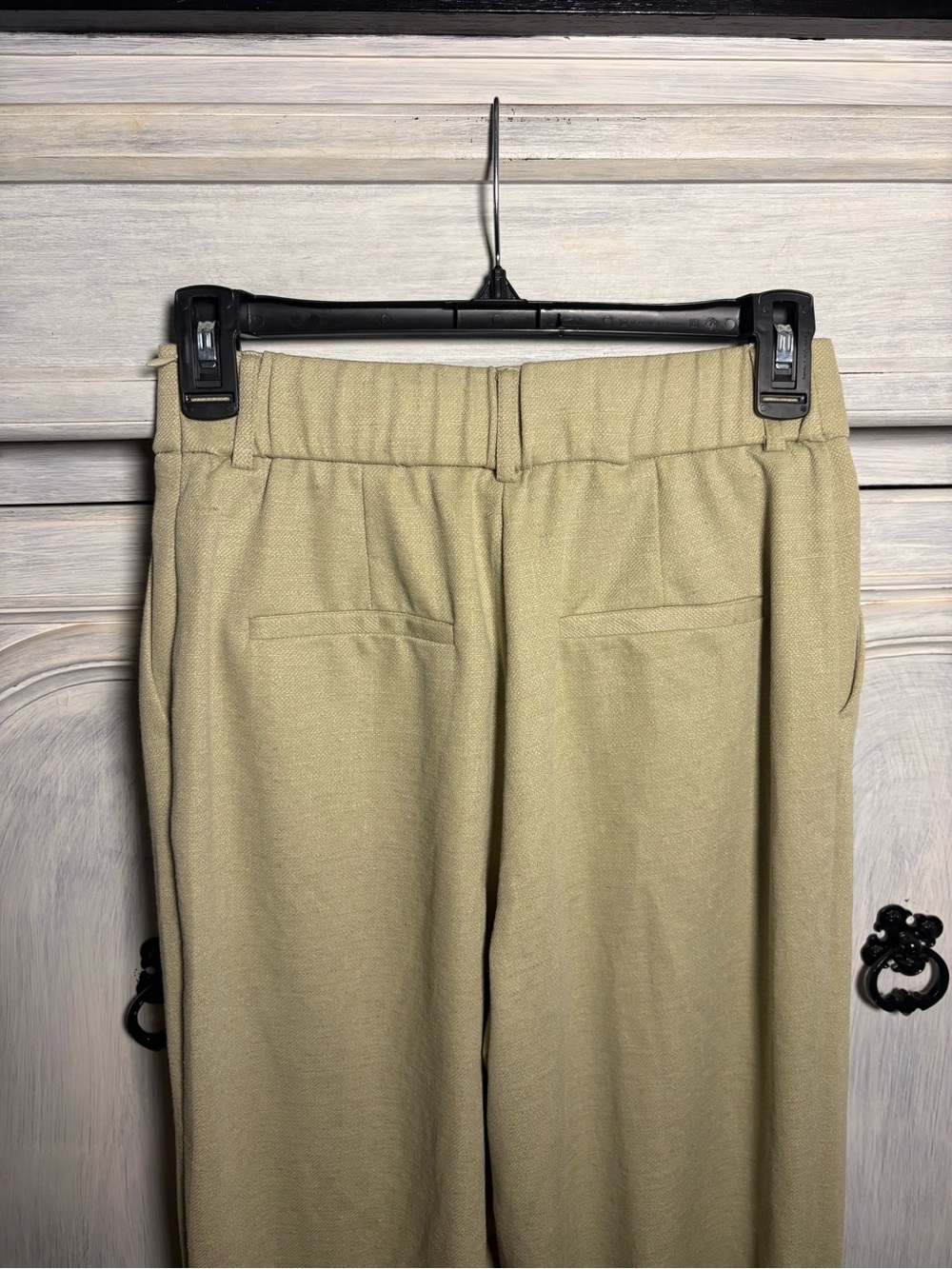 OGL Stretch Linen-Like Wrinkle-Resistant Tapered Pant Sage Green Tailored Office - Picture 14 of 14
